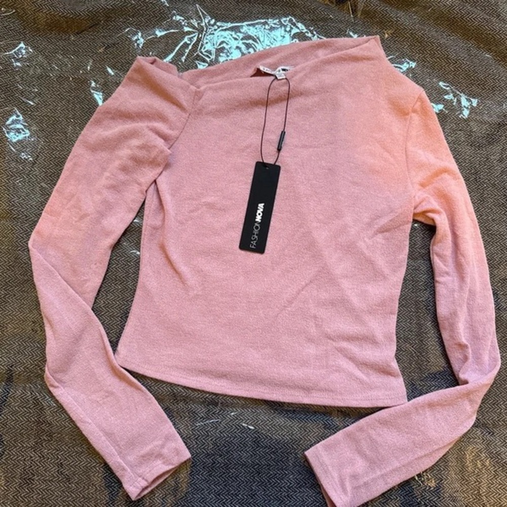 Fashion Nova Blush Pink Long Sleeve Knit Top
